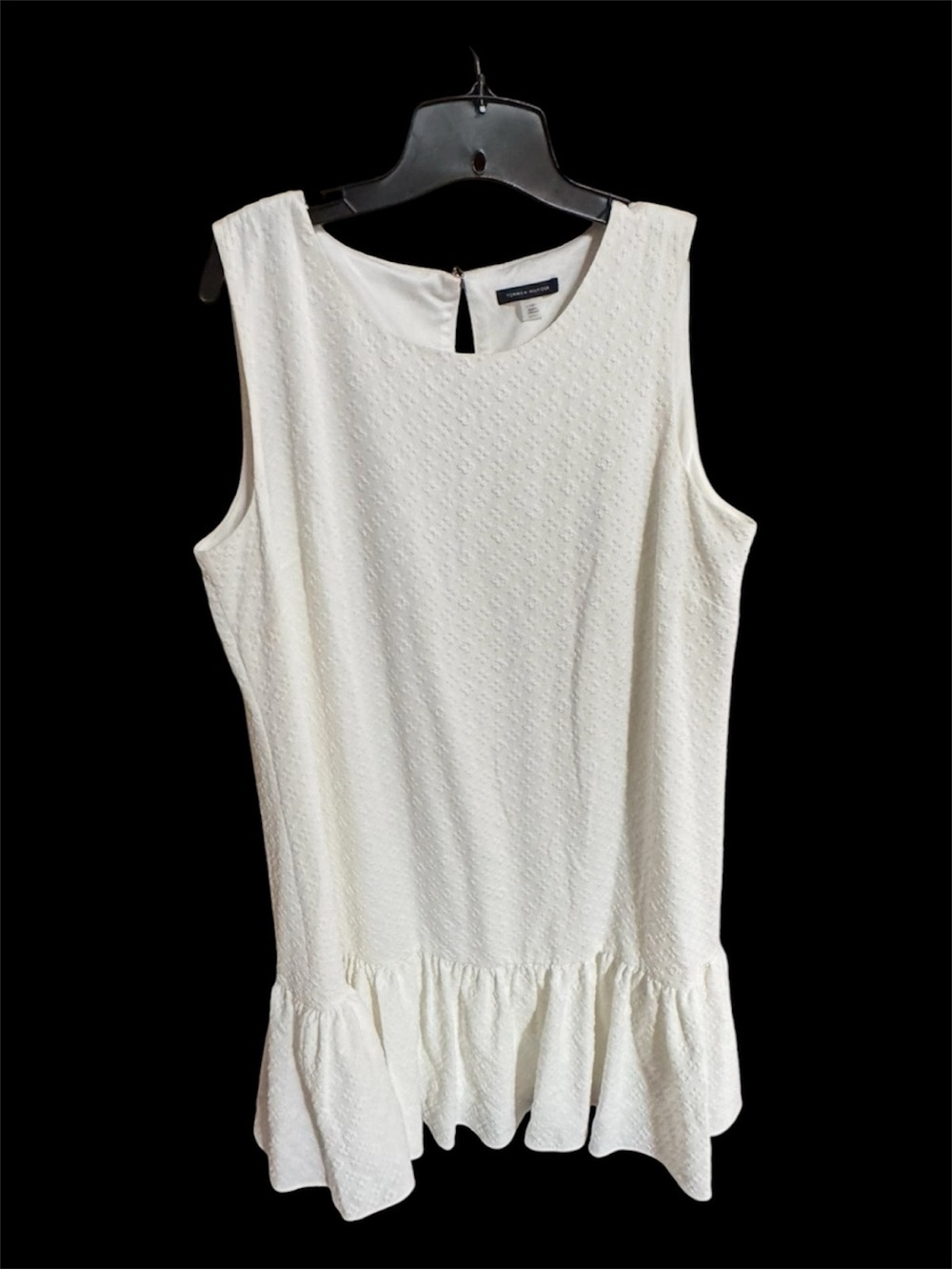 Tommy Hilfiger White Sleeveless Textured Peplum Mini Dress